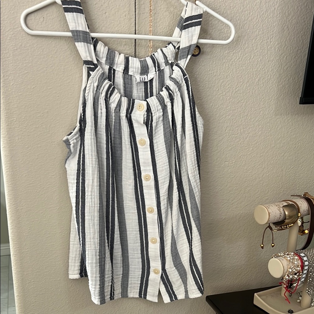 GAP Black and White Striped Tank Top